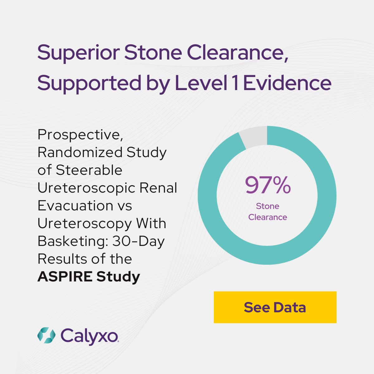 📊 SURE procedure with #CVACSystem was statistically superior to standard URS in efficacy, achieving a high mean stone clearance of 97% and consistently low residual stone volume.​

See the ASPIRE study data 👀: thttps://calyxoinc.com/calyxo-cvac-data/​

Safety Info: