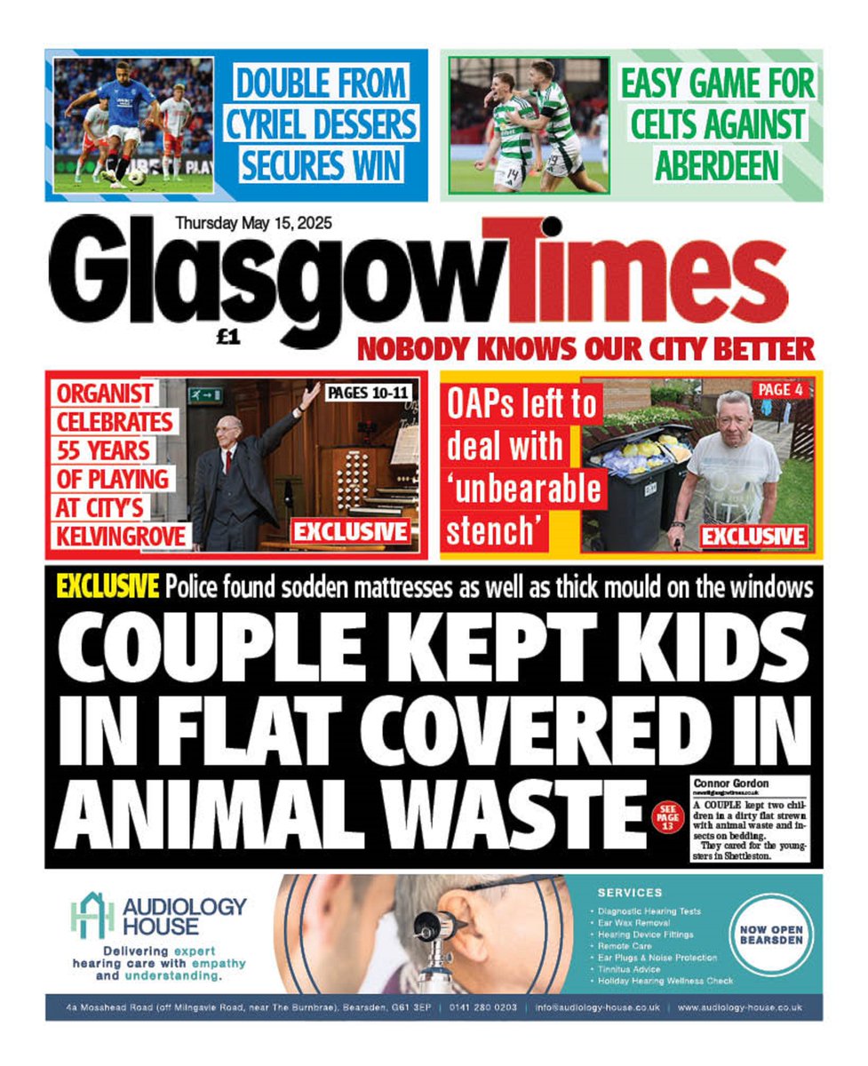 "COUPLE KEPT KIDS IN FLAT COVERED IN ANIMAL WASTE"

<a href="/ConnorGordon_/">Connor Gordon</a> for <a href="/Glasgow_Times/">Glasgow Times</a>.
FULL STORY: t.ly/aL39V

#ChristopherBeevers &amp; #MorganNeil kept children in a dirty flat strewn with animal waste and insects on beds.

#GlasgowTimes
#IBPAPERS
#TomorrowsPapersToday