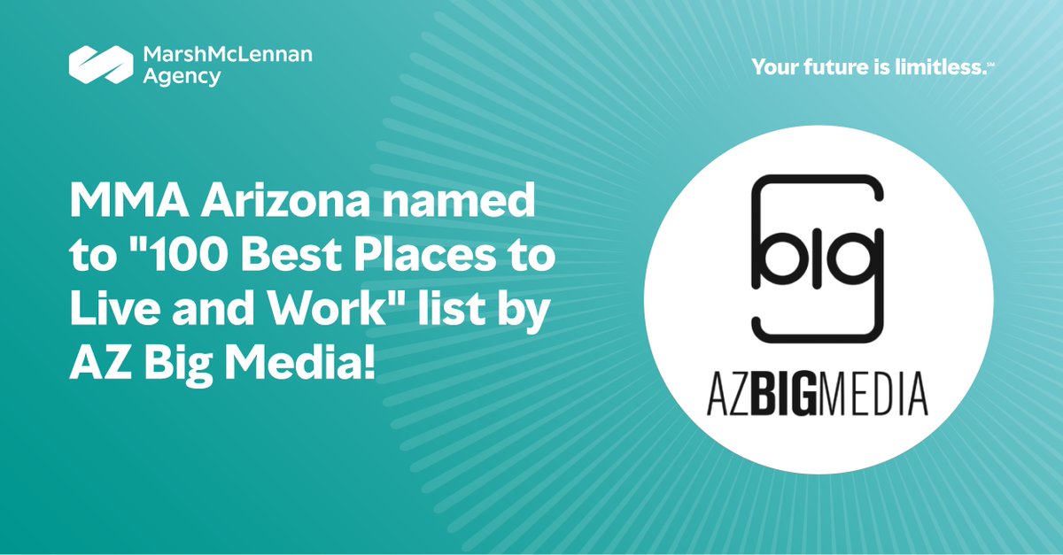 For the second consecutive year <a href="/AZBigMedia/">AZ Big Media</a> named us as one of the 100 Best Places to Live and Work! This honor is a testament to our team showing up for one another every day, and a culture that empowers them to do their best. bit.ly/44tvHKa #MarshMMA #BestPlacesToWork
