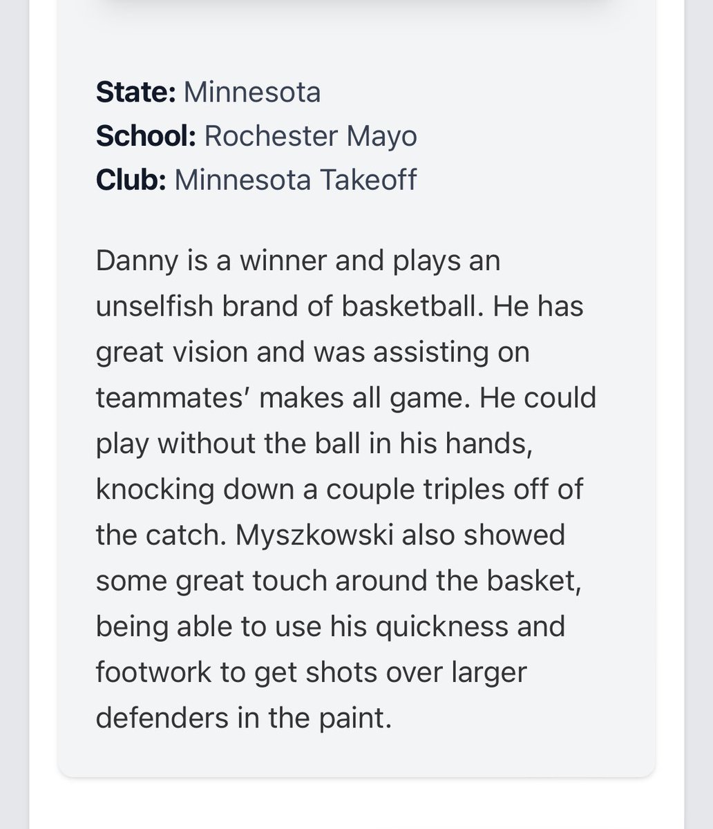 Danny Myszkowski (@dannymyszkowski) on Twitter photo Thank you <a href="/AndOneFilms/">Jack Pfeiffer</a> for the write up!
<a href="/PHCircuit/">Prep Hoops Circuit π</a> <a href="/RyanJamesMN/">Ryan James</a> <a href="/MNLaceUp/">MN Lace UP</a> <a href="/MayoSpartyhoops/">Mayo Boys Basketball</a> Thank you <a href="/AndOneFilms/">Jack Pfeiffer</a> for the write up!
<a href="/PHCircuit/">Prep Hoops Circuit π</a> <a href="/RyanJamesMN/">Ryan James</a> <a href="/MNLaceUp/">MN Lace UP</a> <a href="/MayoSpartyhoops/">Mayo Boys Basketball</a>