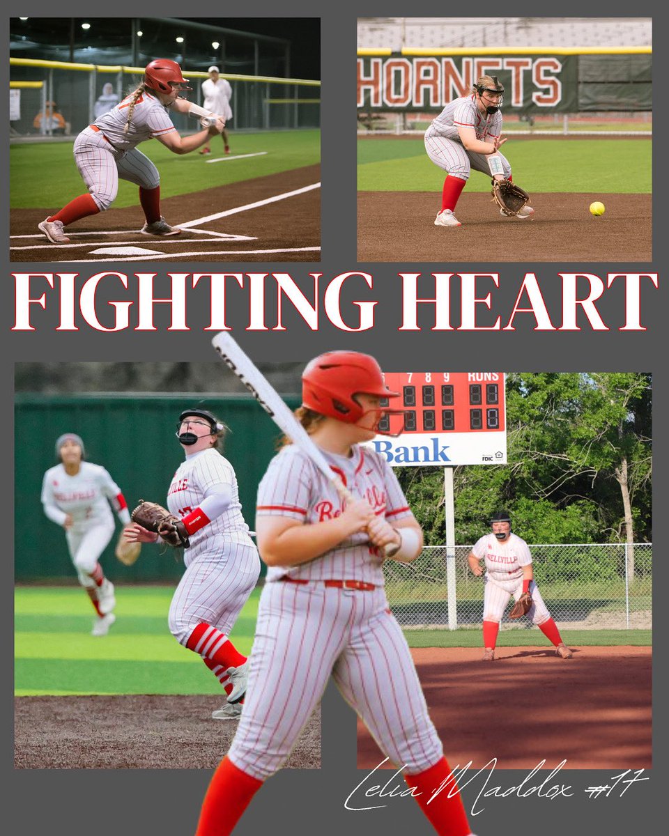 Congratulations to Lelia Maddox on earning the  Fighting Heart Award for the Bellville Softball Program! Way to go Lelia!