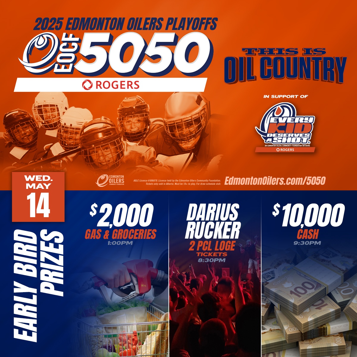 💥 NEW JACKPOT. SAME MISSION. 💥
The #Oilers Playoffs 50/50 is BACK with a brand new jackpot — and your next shot at becoming Alberta’s next multi-millionaire! 💰

Support kids across Oil Country and get your tickets now! 
👉 EdmontonOilers.com/5050
#Oilers5050 #ThisIsOilCountry