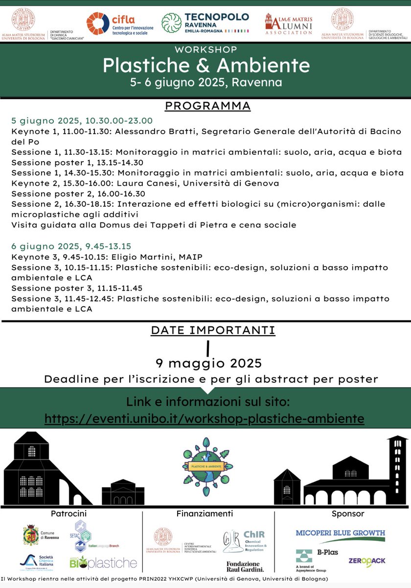 Save the date‼️📆📣🥇”Workshop - Plastiche &amp; Ambiente" Ravenna, June 5-6th, 2025 
Info: eventi.unibo.it/workshop-plast…
#SISSnews #SISSSuolo #InSoilWeTrust