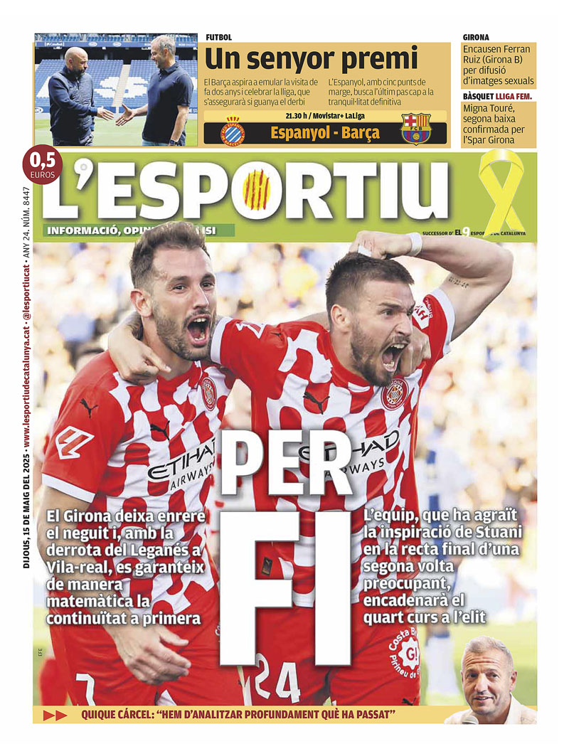L'Esportiu - Girona (@lesportiugir) on Twitter photo PER FI, la portada de @lesportiugir <a href="/GironaFC/">Girona FC</a> <a href="/FCBarcelona_cat/">FC Barcelona</a> <a href="/RCDEspanyol/">RCD Espanyol de Barcelona</a> <a href="/unigirona/">Spar Girona</a> PER FI, la portada de @lesportiugir <a href="/GironaFC/">Girona FC</a> <a href="/FCBarcelona_cat/">FC Barcelona</a> <a href="/RCDEspanyol/">RCD Espanyol de Barcelona</a> <a href="/unigirona/">Spar Girona</a>
