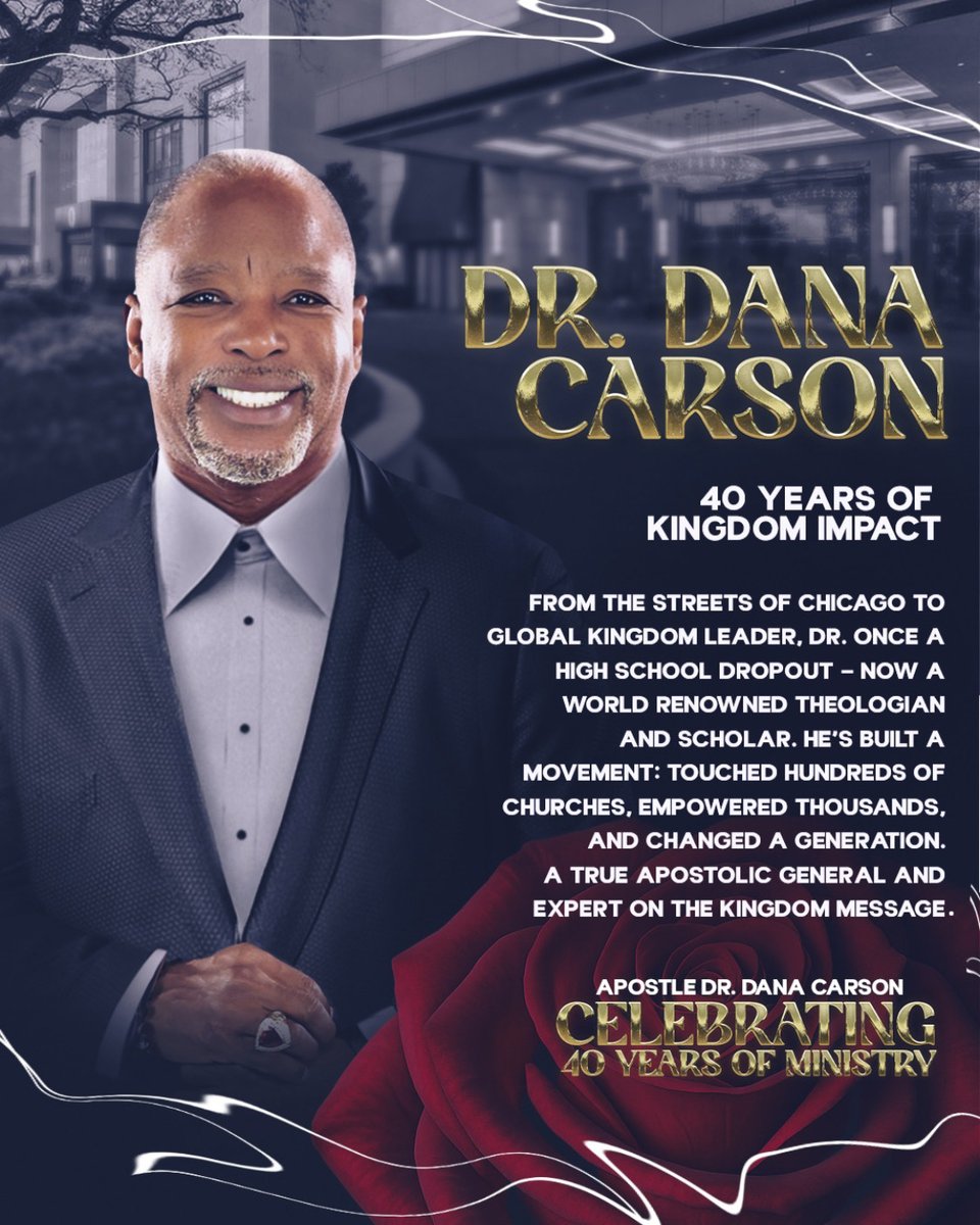 THEROCKWOI's tweet photo. 🎉 You're Invited to a Historic Celebration! 🎉

Join us as we honor Apostle Dr. Dana Carson for 40 years of powerful, life-changing ministry at his 40th Year of Ministry Affair – an unforgettable evening of honor, reflection, and celebration! https://t.co/OPlVFA5Ggd