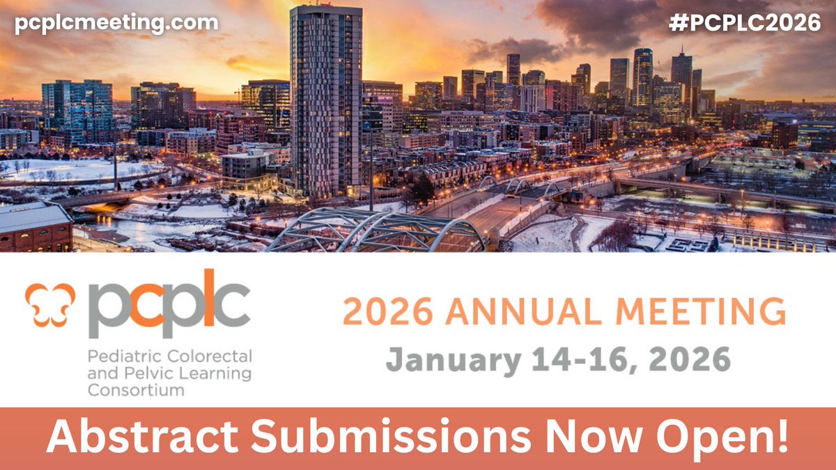 Abstract submissions for #PCPLC2026 are now open! Don't miss out on the opportunity to showcase your work and advance your career at next year's conference in Denver, CO.

Learn more + submit here: buff.ly/wxMoJlF

#pcplc #colorectalsurgery #pediatriccolorectal #pedsurg