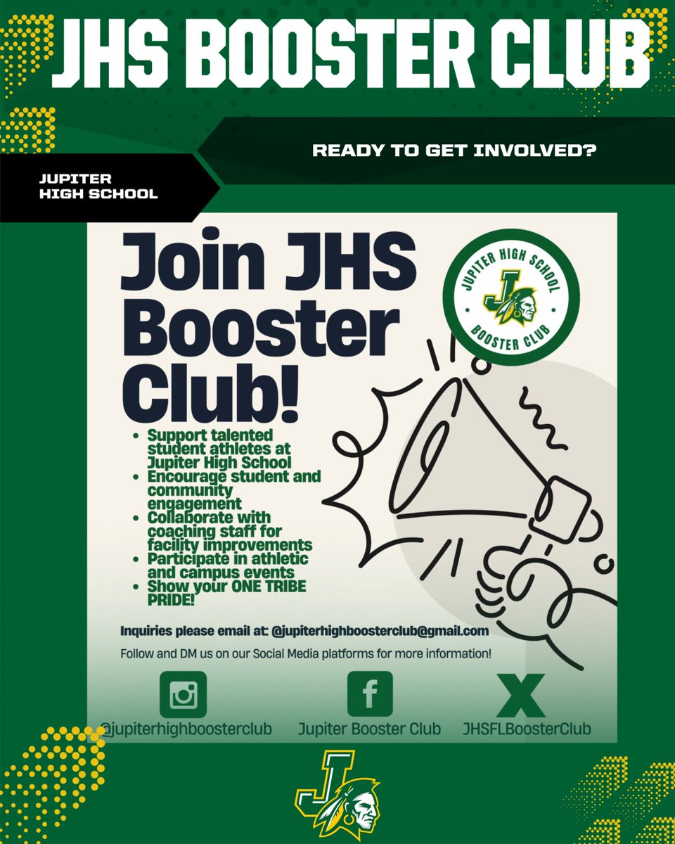 The JHS Athletic Booster Club is looking for enthusiastic volunteers to help support our student athletes during the upcoming school year. The Booster Club plays a vital role in providing resources, facility improvement and opportunities.  Please join and support! #onetribe