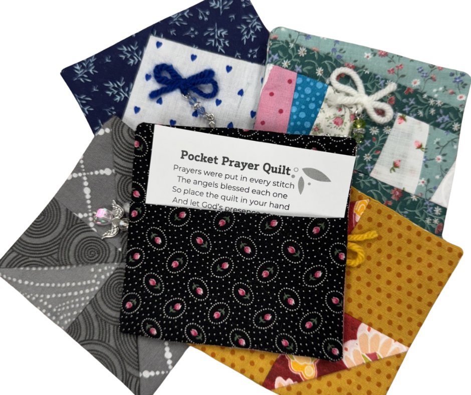 As part of hospital week, Sue, a St. Francis volunteer, hosted a Pocket Prayer Creation event!

The pocket prayer quilts are little pockets made with quilt squares, with a prayer tucked inside.  The prayer quilts are then given to patients in St. Francis Cancer Center.