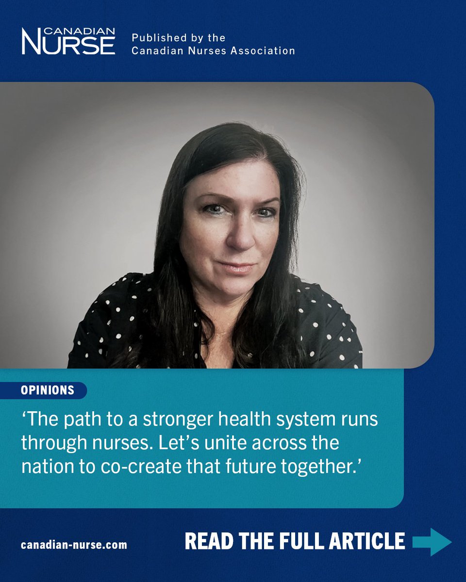 Nurses are ready to lead on digital health, climate resilience, and innovative models of care. In her National Nursing Week message, Dr. Valerie Grdisa calls on the federal government to fully empower our profession. 
Read the full message: bit.ly/3GUaWxr

#CNA2025
