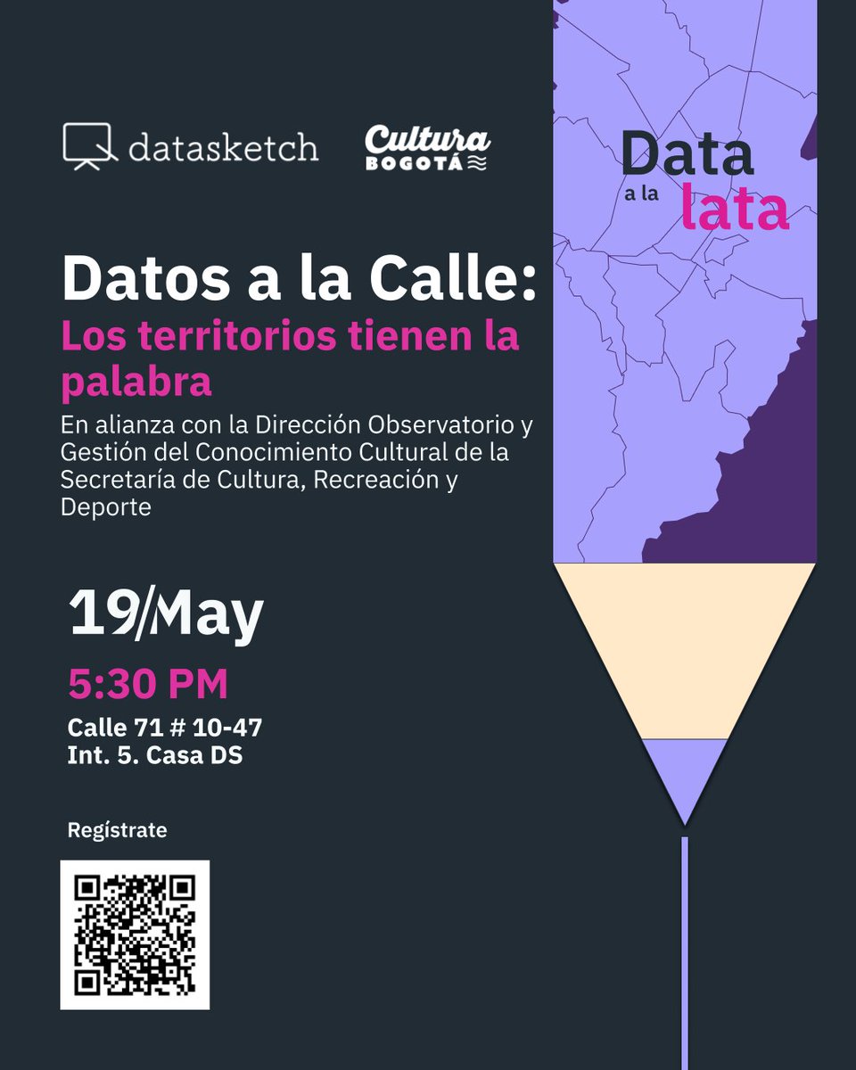 ¿Y si los datos pudieran hablar, qué dirían sobre tu localidad? Este 19 de mayo a las 5:30 PM ven a descubrir qué historias cuentan los números cuando los leemos desde el territorio y los contrastamos con nuestras percepciones. Regístrate bit.ly/44kd23m