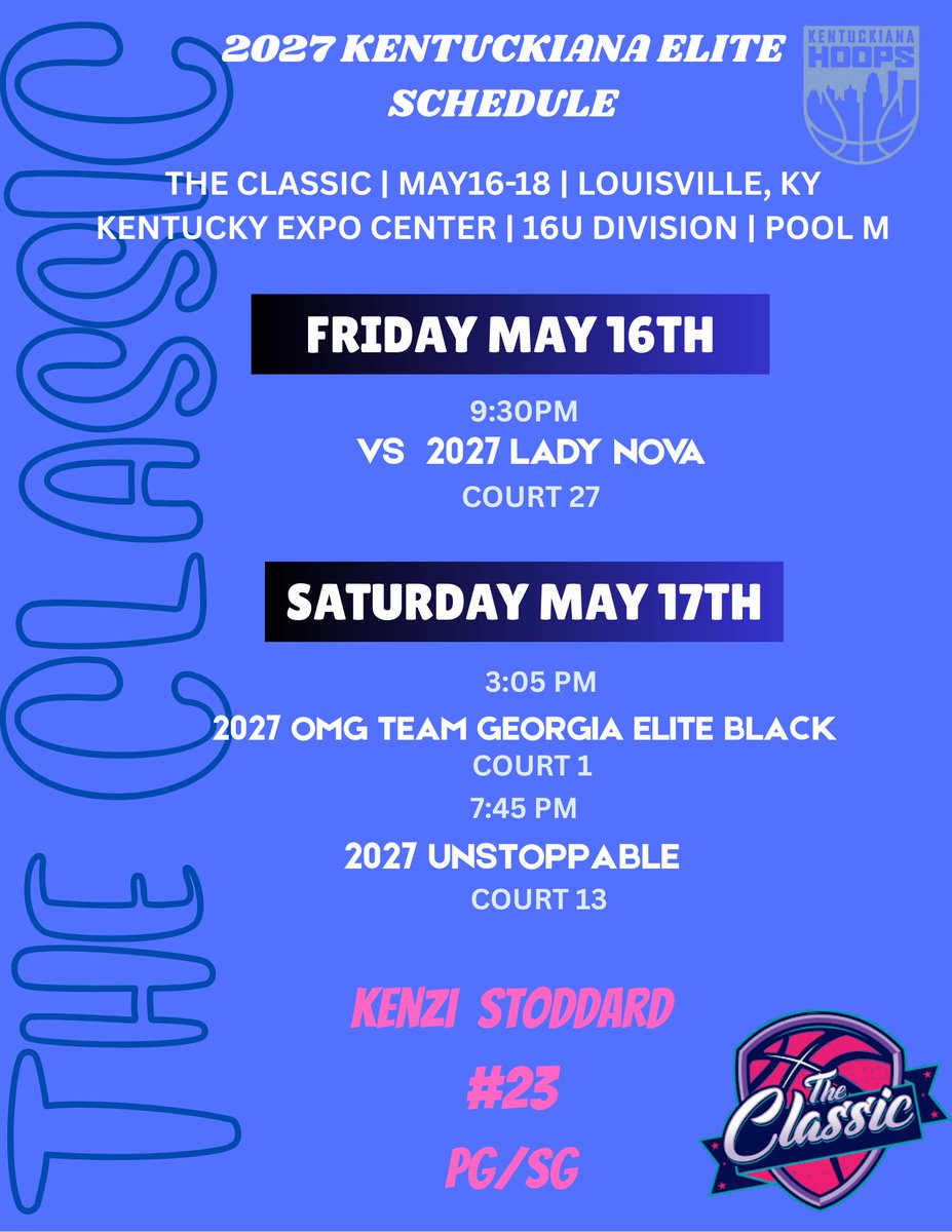 Kenzi Stoddard (@kenzi4415) on Twitter photo Playing on home courts this weekend at The Classic! Come out & watch me & my team <a href="/KYIN_Hoops_GBB/">Kentuckiana Hoops Girls AAU</a> <a href="/alyxwhite_/">Alyx White</a> <a href="/PGHAkeem/">Akeem Webb</a> <a href="/riseupsports1/">Rise Up Sports Media</a> <a href="/Ohio_Basketball/">OhioBasketball.com</a> <a href="/PRO16G/">NXTPRO Girls League</a> <a href="/PUMAHoops/">PUMA Basketball</a> <a href="/HC_GirlsBball/">Holy Cross GBB</a> <a href="/coach_wathen/">Coach Wathen</a> <a href="/KentFoushee/">Kent Foushee</a> <a href="/PGHKentucky/">Prep Girls Hoops Kentucky</a> <a href="/MBoyd66/">Coach Boyd</a> <a href="/PrepGirlsHoops/">Prep Girls Hoops 🏀</a> Playing on home courts this weekend at The Classic! Come out & watch me & my team <a href="/KYIN_Hoops_GBB/">Kentuckiana Hoops Girls AAU</a> <a href="/alyxwhite_/">Alyx White</a> <a href="/PGHAkeem/">Akeem Webb</a> <a href="/riseupsports1/">Rise Up Sports Media</a> <a href="/Ohio_Basketball/">OhioBasketball.com</a> <a href="/PRO16G/">NXTPRO Girls League</a> <a href="/PUMAHoops/">PUMA Basketball</a> <a href="/HC_GirlsBball/">Holy Cross GBB</a> <a href="/coach_wathen/">Coach Wathen</a> <a href="/KentFoushee/">Kent Foushee</a> <a href="/PGHKentucky/">Prep Girls Hoops Kentucky</a> <a href="/MBoyd66/">Coach Boyd</a> <a href="/PrepGirlsHoops/">Prep Girls Hoops 🏀</a>