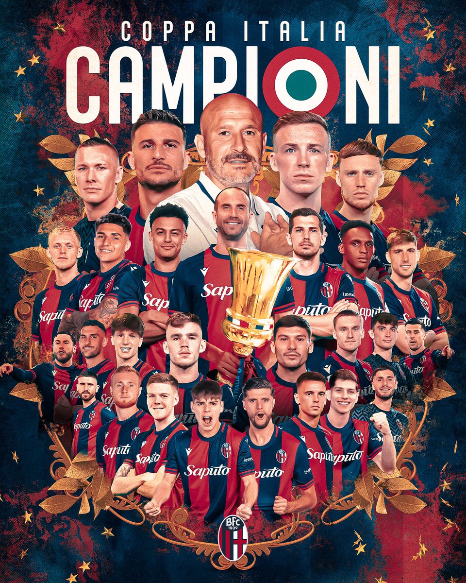 Complimenti al #Bologna per la vittoria di coppa Italia. Attori oltre ai giocatori, il Presidente #Saputo, il DS #Sartori e l’allenatore Italiano, con #Morandi tifoso protagonista.#MilanBologna #CoppaItaliaFrecciarossa #CoppaItalia