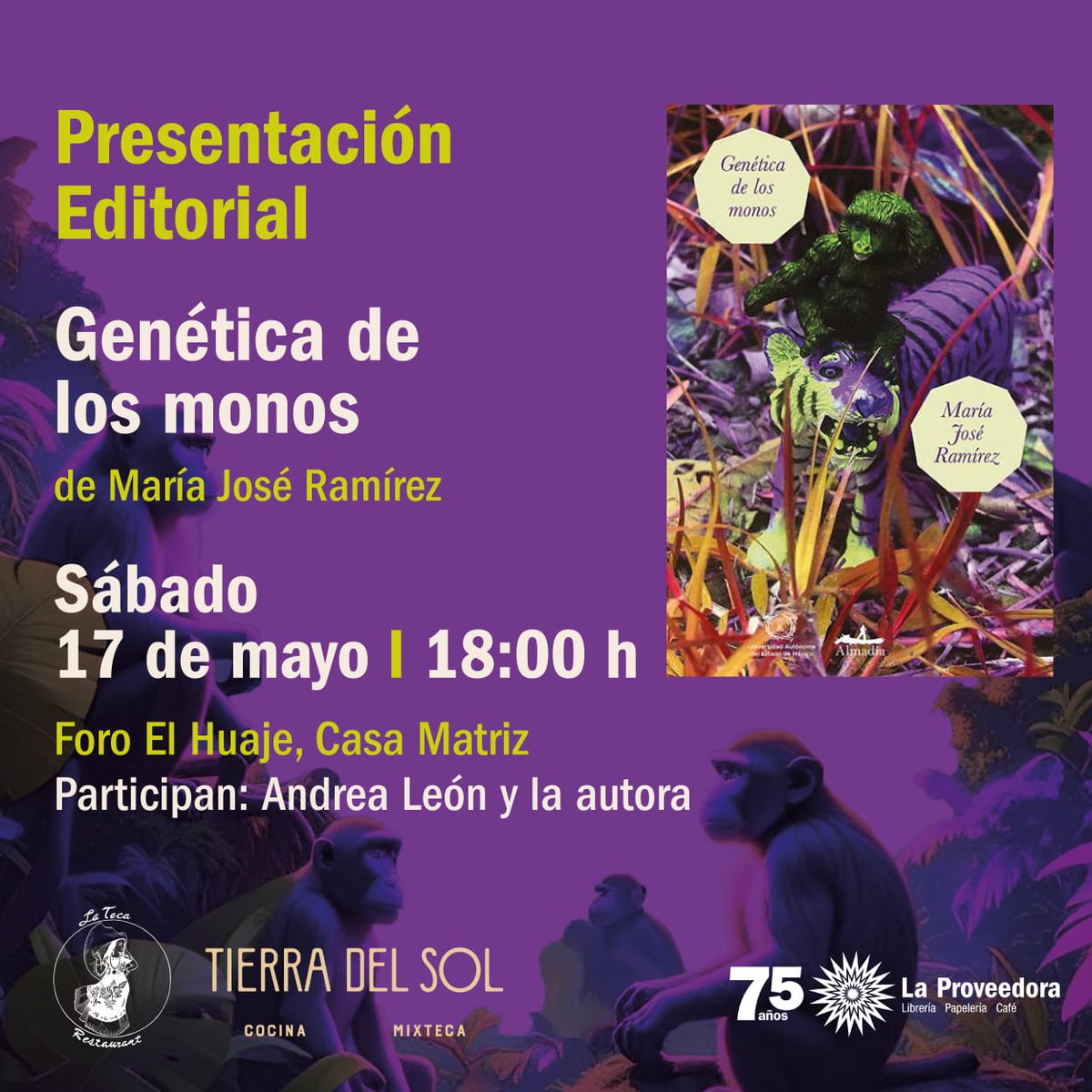 Asiste a la presentación editorial de la novela "Genética de los monos" de María José Ramírez, donde contaremos con la presencia de la autora y Andrea León ✍️📚.
📍<a href="/ProveedoraOf/">La Proveedora</a>
#libros #escritoras