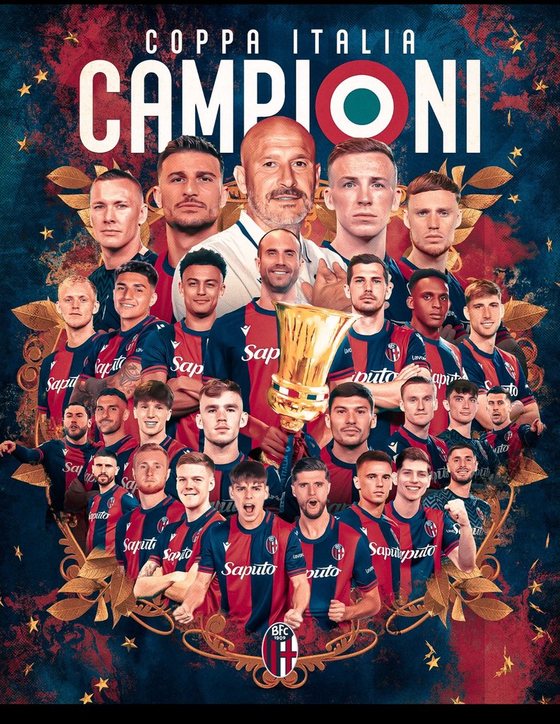 Oliver Arthur (@oliverarthurals) on Twitter photo Bologna's victory over AC Milan has sent my joy soaring this evening.
Coppa Italia winner !!!!
Huge congrats - you've made me incredibly proud! Forza <a href="/Bolognafc1909/">Bologna FC 1909</a> , keep shining #WeAreOne Bologna's victory over AC Milan has sent my joy soaring this evening.
Coppa Italia winner !!!!
Huge congrats - you've made me incredibly proud! Forza <a href="/Bolognafc1909/">Bologna FC 1909</a> , keep shining #WeAreOne