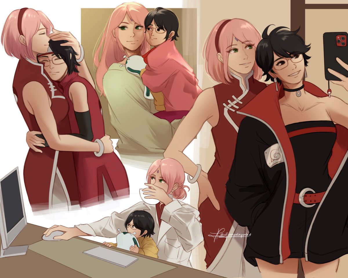 ampala_yeah's tweet image. some late mother’s day doodles 🌸
#saradauchiha #sakuraharuno
