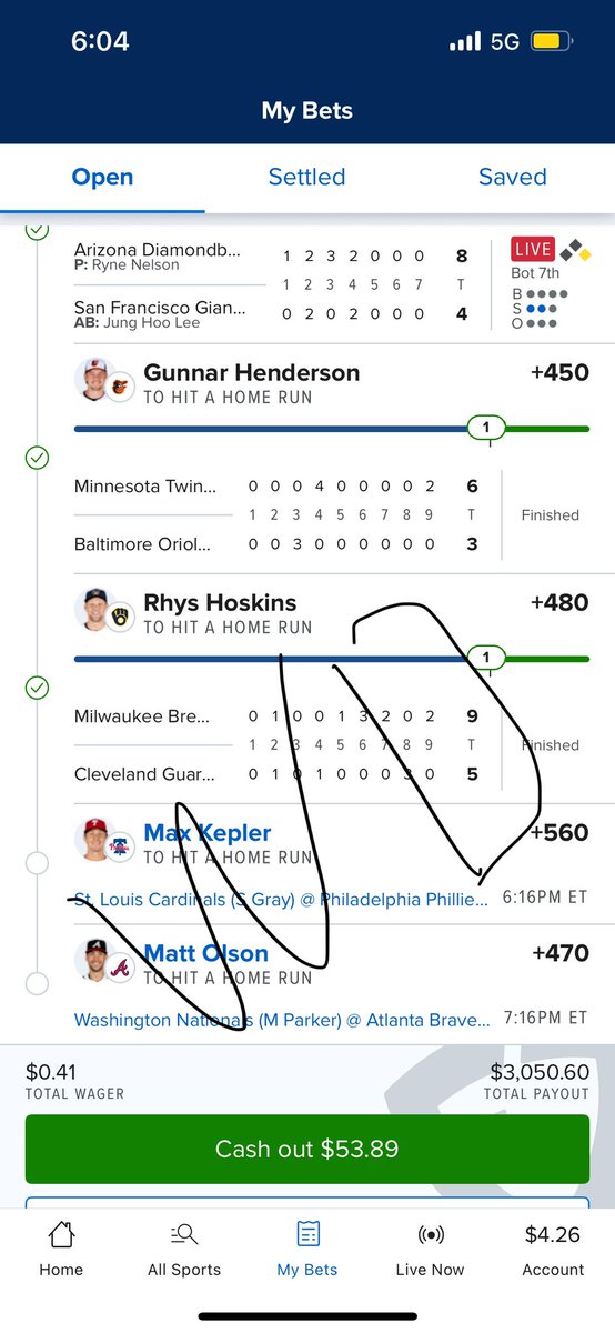 WellDamnBets's tweet photo. HOMERUN PARLAY‼️‼️‼️‼️🤯🤯🤯🤯🤯🤯 I PROMISE U FW OUR DISCORD U GONNA WIN , ONE WAY OR ANOTHER !!  RIDE OR CASH???!! #Fanduel #MLB #gamblingX https://t.co/25jsEiwxTq