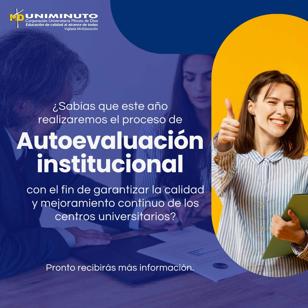 En UNIMINUTO Oriente arrancamos el proceso de Autoevaluación Institucional 2025.

Tu voz es clave para seguir creciendo en calidad.

📢 Pronto más info.

#AutoevaluaciónUNIMINUTO #CalidadEducativa