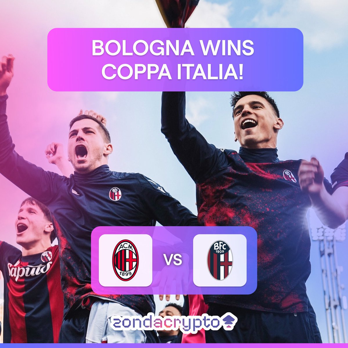 🏆 We are incredibly proud to be official sponsors of Bologna FC on this historic day! Bologna clinched the Coppa Italia title with a 1-0 victory over AC Milan, ending 51 years wait for major trophy!

🎉 Congratulations to the team, the fans, and everyone who made this dream a