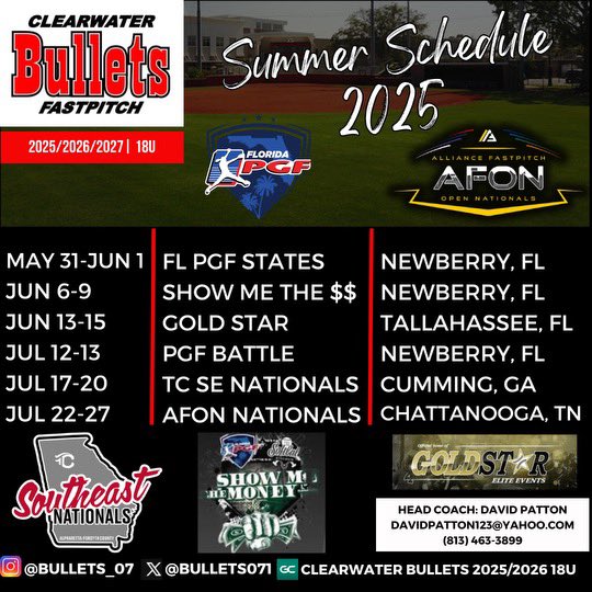 Mylie Stout (@myliestout13) on Twitter photo 2025 summer schedule. Come check out Clearwater Bullets (Patton) ! <a href="/Bullets071/">Bullets07</a>
@whitJones25 <a href="/ElzeyMatt/">The Coach</a> <a href="/CoachPerkinsSB/">Sharon Perkins</a> @FGCUSBDeiros <a href="/SoftballDown/">Down South Softball</a> 2025 summer schedule. Come check out Clearwater Bullets (Patton) ! <a href="/Bullets071/">Bullets07</a>
@whitJones25 <a href="/ElzeyMatt/">The Coach</a> <a href="/CoachPerkinsSB/">Sharon Perkins</a> @FGCUSBDeiros <a href="/SoftballDown/">Down South Softball</a>