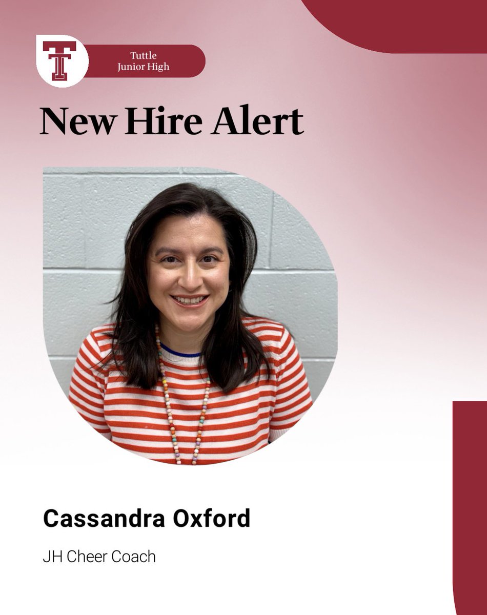 Tuttle Athletics would like to announce the hiring of our Tiger Cheer coaches for 2025-2026‼️

Millie Ware will be moving up and taking over as the HS Coach!
Cassandra Oxford will be taking over as the JH Coach!