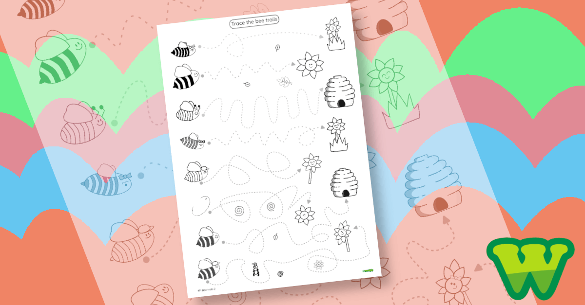 🐝🌼 Buzz into learning with our exciting tracing activity! #EarlyEducation Help the bees find their way to the beehives and flowers by following the dotted lines〰️. 🐝 Use your finger or a pencil to trace the trails🖍️ #FineMotorSkills🖍️✨  wordpip.com/worksheets/wor…