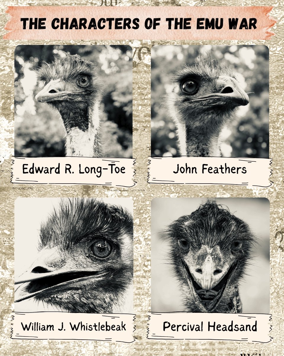 JABryden's tweet image. Meet the characters of Letters from the Emu War. More in the🧵 #emuwar #aussieauthor #historicalfiction