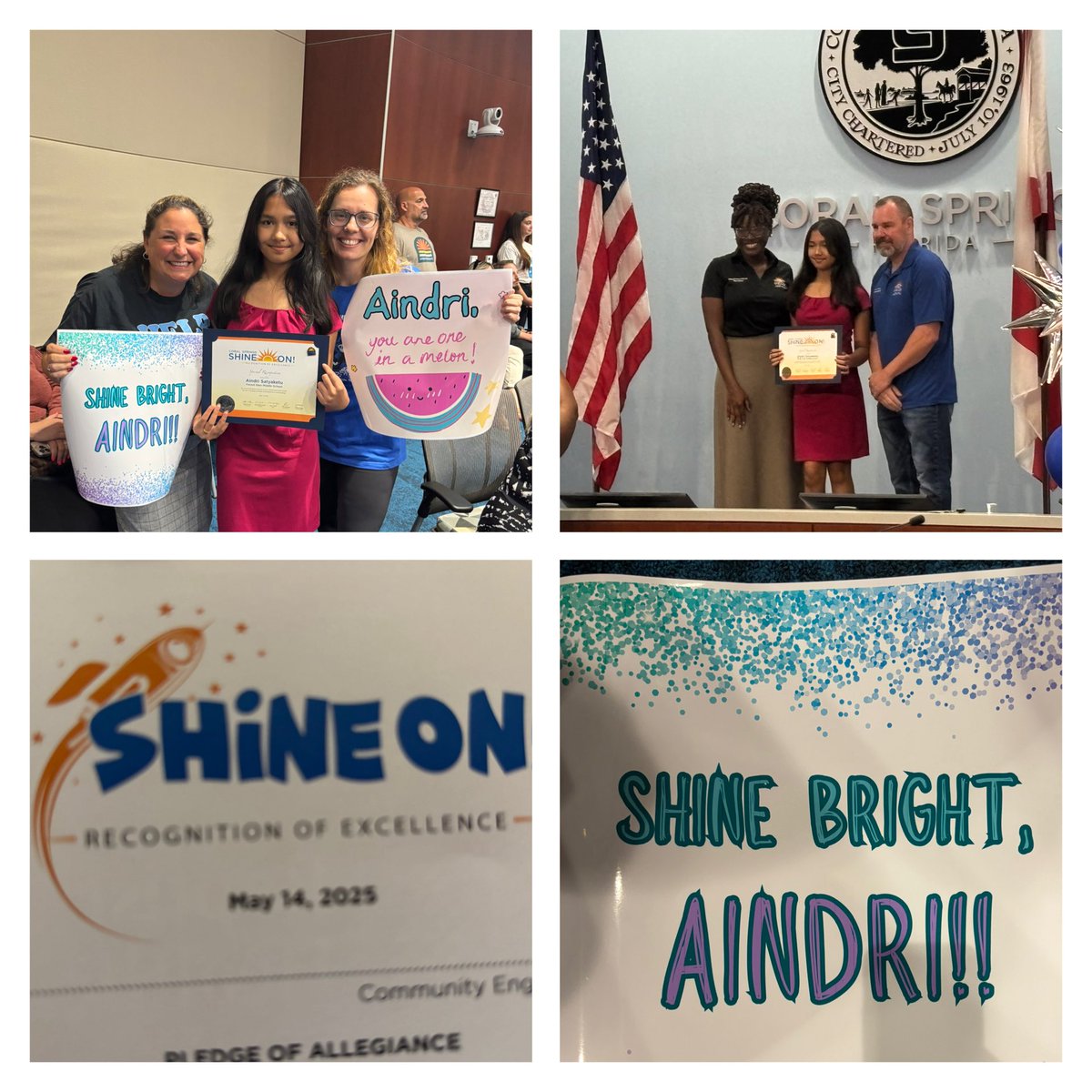 Celebrating 8th grader, Aindri S, with the city of Coral Springs tonight at the Shine On Awards. Congrats Aindri - let your Wildcat Pride Shine 💙🤍💙 #StrongerTogether #WildcatPride <a href="/BCPSNorthRegion/">BCPS North Region</a> <a href="/BCPSSantana/">Ricardo Santana</a> <a href="/DrFlem71/">Dr. Jermaine Fleming</a>