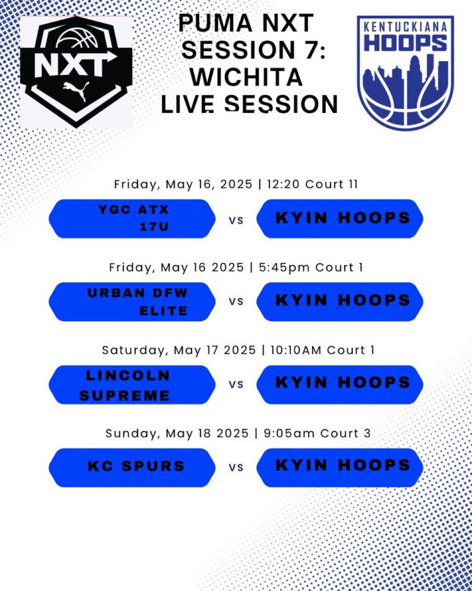 Schedule for the live period in Wichita, Kansas 📍<a href="/PRO16League/">PRO16/NXTPRO League</a>