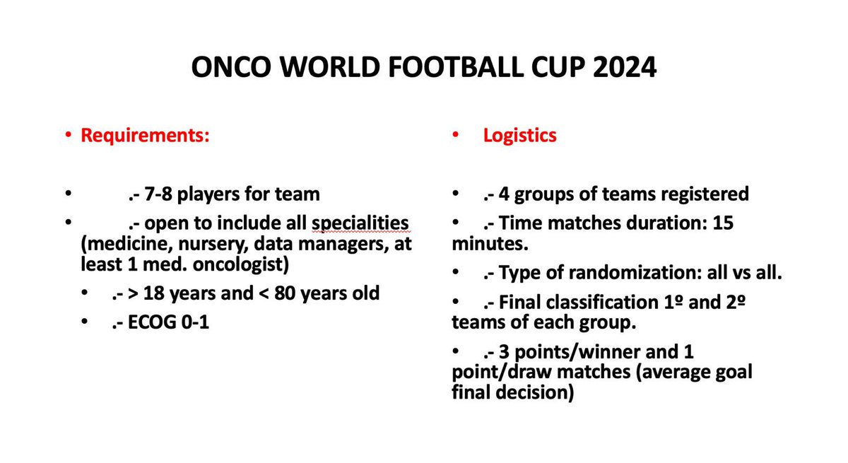 🎯🎯 finally the ASCO-SOCCER CUP is arriving!! 💪💪🔥🔥
👉 SUNDAY 1st (6.09-10.00 PM)
- Registration is open until to friday May 30th 
👉 I hope to see again all countries involved in last ESMO2024: 
Brazil,Argentina,Colombia, Portugal,Peru,UK, Ireland, Netherlands, USA,