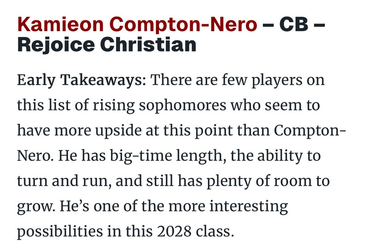 Kamieon Compton-Nero (@kamieonnero) on Twitter photo Thankful to be featured by <a href="/Josh_Scoop/">Josh McCuistion</a> and <a href="/SoonerScoop/">SoonerScoop.com</a> as a Top Prospect on the Sooners radar. Excited to continue to develop and impact the game on both sides of the ball the next 3 years ๐ช๐ฟ
#BoomerSooner
<a href="/OU_Football/">Oklahoma Football</a> <a href="/DeMarcoMurray/">DeMarco Murray</a> <a href="/CoachVenables/">Brent Venables</a> <a href="/Rivals/">Rivals</a> <a href="/PrepRedzone/">Prep Redzone ๐</a> Thankful to be featured by <a href="/Josh_Scoop/">Josh McCuistion</a> and <a href="/SoonerScoop/">SoonerScoop.com</a> as a Top Prospect on the Sooners radar. Excited to continue to develop and impact the game on both sides of the ball the next 3 years ๐ช๐ฟ
#BoomerSooner
<a href="/OU_Football/">Oklahoma Football</a> <a href="/DeMarcoMurray/">DeMarco Murray</a> <a href="/CoachVenables/">Brent Venables</a> <a href="/Rivals/">Rivals</a> <a href="/PrepRedzone/">Prep Redzone ๐</a>
