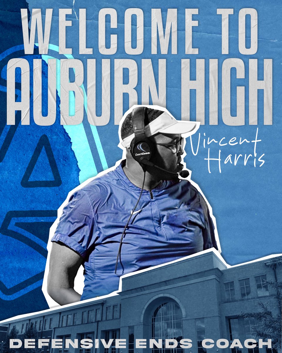 Auburn High Football (@auburnhighfb) on Twitter photo Auburn High family, welcome Vincent Harris to the football family as our new defensive ends coach! <a href="/Coachvharris/">Vincent Harris</a>
#BlueCollarMentality #playfortheA Auburn High family, welcome Vincent Harris to the football family as our new defensive ends coach! <a href="/Coachvharris/">Vincent Harris</a>
#BlueCollarMentality #playfortheA