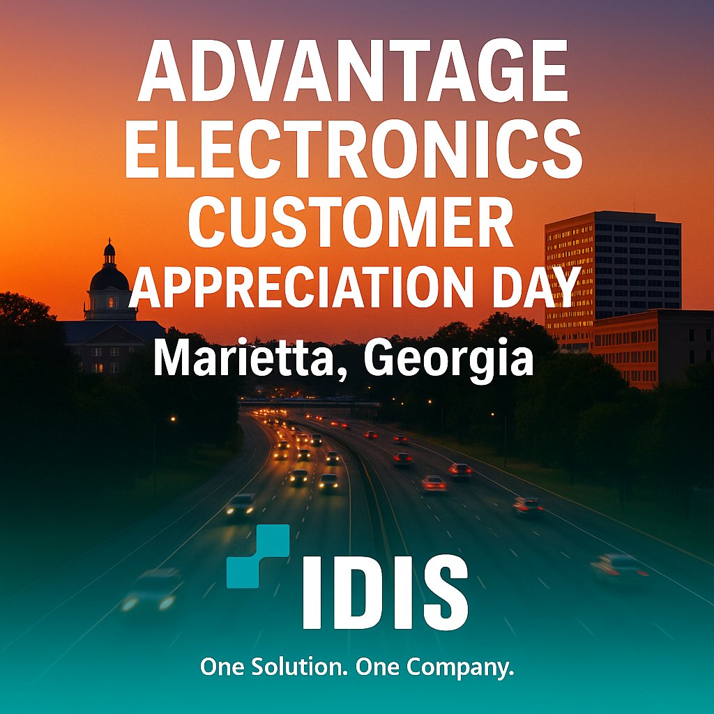 Marietta, Georgia — We're Ready!

Join IDIS Americas and Advantage Electronics Wire &amp; Cable for the 3rd Annual Customer Appreciation Day — happening tomorrow, May 15!

2270 Northwest Pkwy SE, Suite 180
Marietta, GA

Register here: bit.ly/4dsFWAH