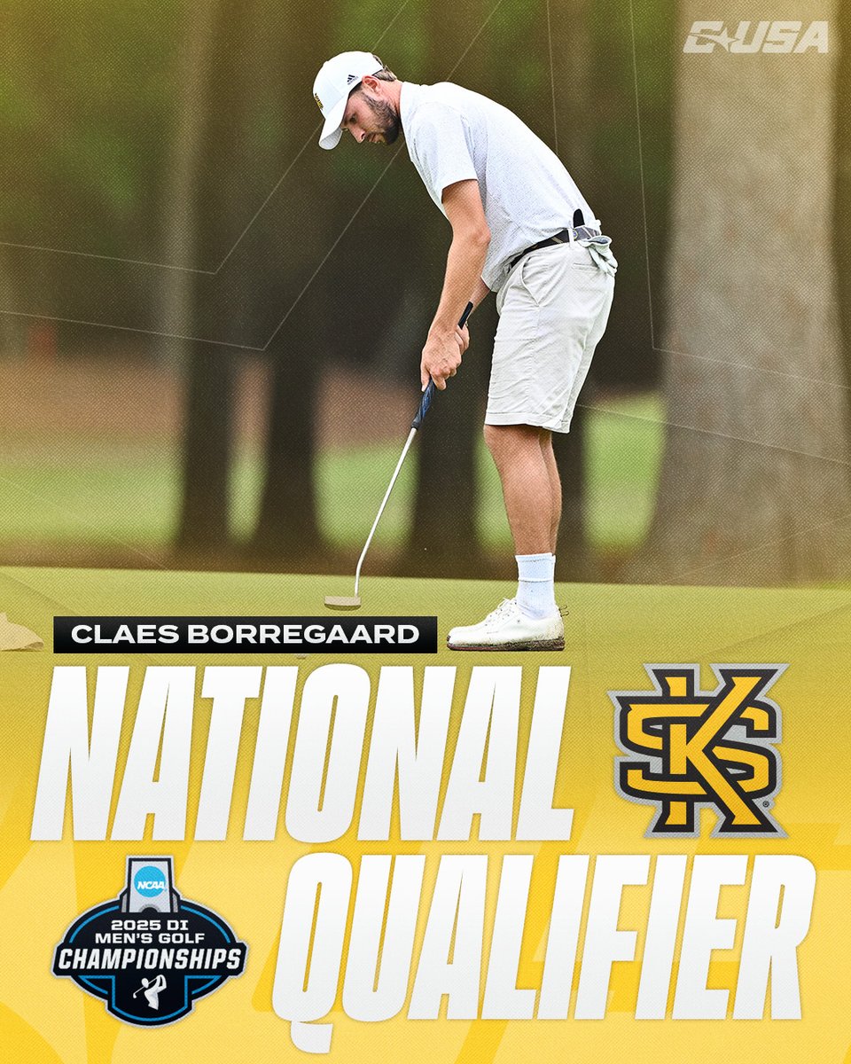 Conference USA (@conferenceusa) on Twitter photo โณ๏ธNATIONALS BOUNDโณ๏ธ
Kennesaw State's Claes Borregaard is moving on to compete in the NCAA Championship Roundโ๏ธ
#NoLimitsOnUs | <a href="/KSUOwlsMGolf/">Kennesaw State MGolf</a> โณ๏ธNATIONALS BOUNDโณ๏ธ
Kennesaw State's Claes Borregaard is moving on to compete in the NCAA Championship Roundโ๏ธ
#NoLimitsOnUs | <a href="/KSUOwlsMGolf/">Kennesaw State MGolf</a>