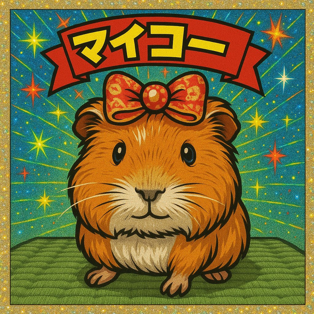 マイコーのビックリマンチョコ風イラストも作ったよ🐹
