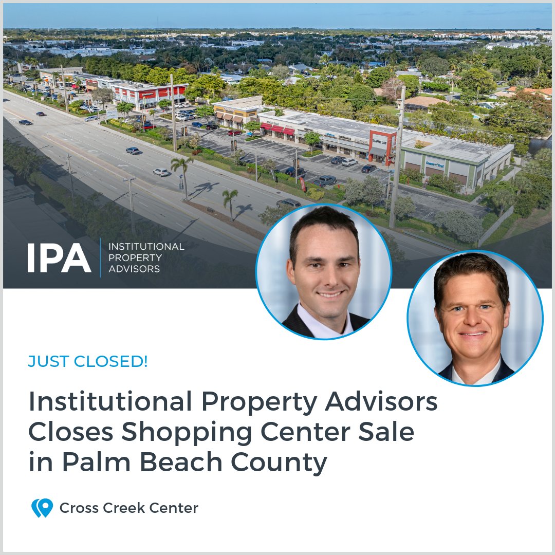 We are excited to share the sale of Cross Creek Center, a 37,201-square-foot neighborhood shopping center in Boynton Beach, Florida. Drew A Kristol and Kirk D. Olson represented the seller and procured the buyer. 

Read the full deal story: ow.ly/RX8250VSXfa