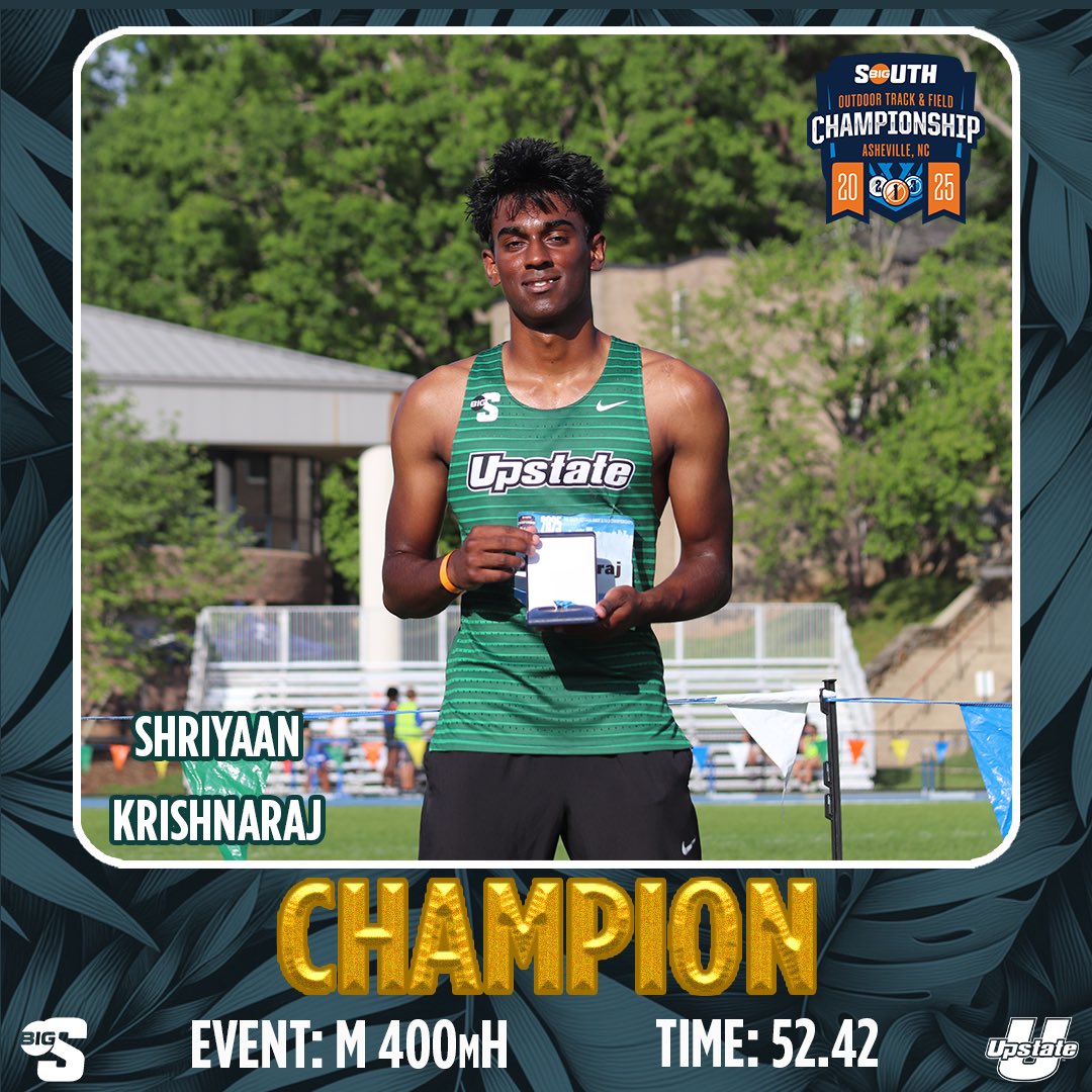 🥇Shriyaan Krishnaraj is your Big South Champion in the men’s 400mH with a time of 52.42!

#SpartanArmy ⚔️