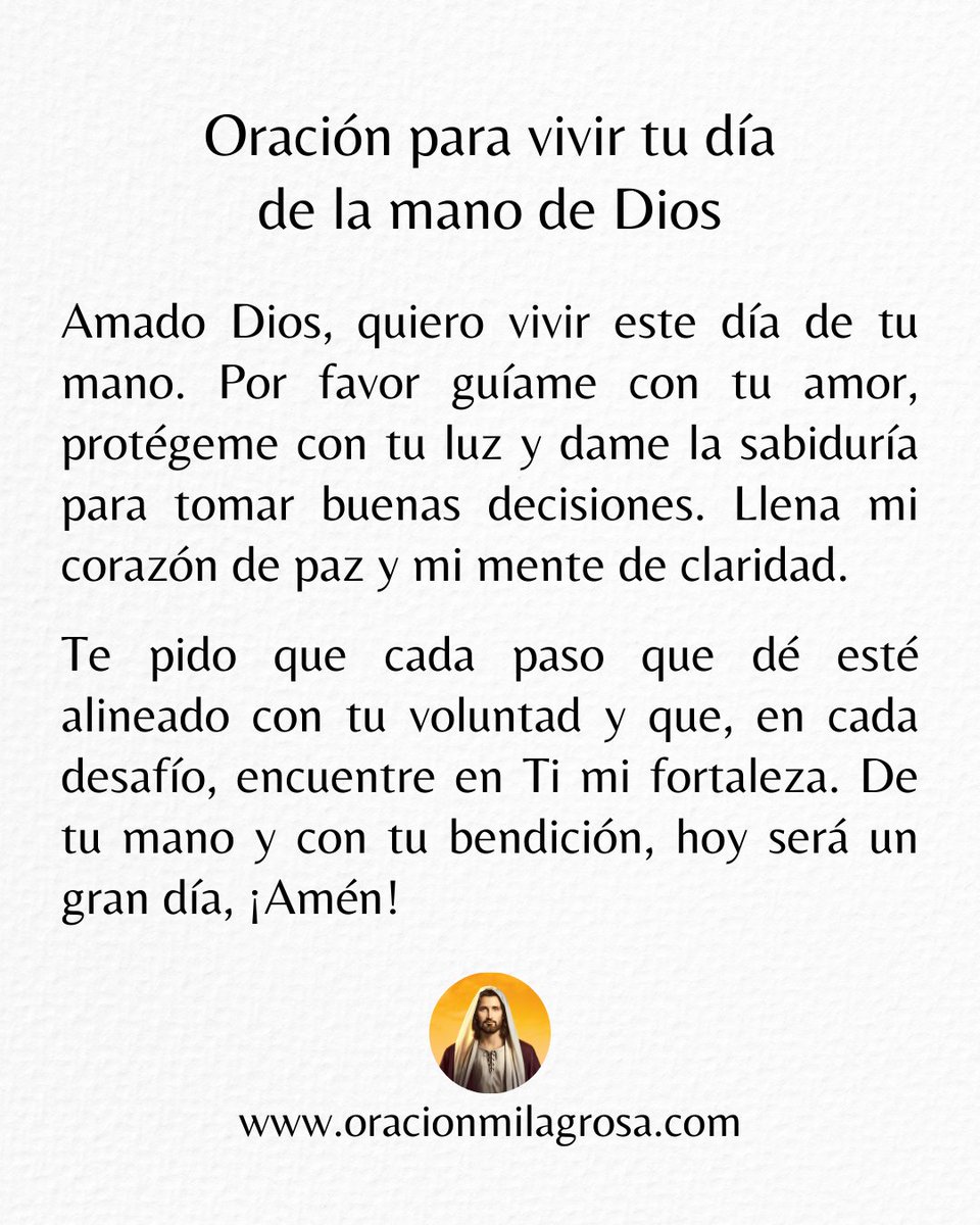 🙏 Oración para vivir tu día de la mano de Dios.