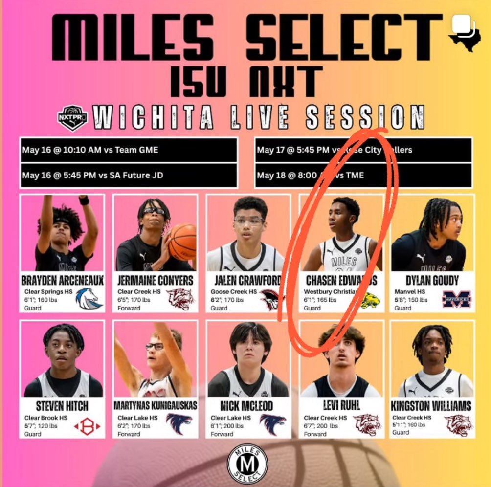 Chasen Edwards (@chasenedwards) on Twitter photo Come check me out this weekend in Wichita, Kansas
Game 1 @ Farha Sports Centers (south)
Game 2 @ Farha Sports Center (south)
Game 3 @ Farha Sports Center (south)
Game 4 @ Farha Sports Center (Andover)
<a href="/MilesSelect/">Miles Select</a> <a href="/WCShoops1/">WCS Wildcat Basketball</a> <a href="/RcsSports/">Jim Hicks</a> <a href="/djones8301/">Doug Jones</a> Come check me out this weekend in Wichita, Kansas
Game 1 @ Farha Sports Centers (south)
Game 2 @ Farha Sports Center (south)
Game 3 @ Farha Sports Center (south)
Game 4 @ Farha Sports Center (Andover)
<a href="/MilesSelect/">Miles Select</a> <a href="/WCShoops1/">WCS Wildcat Basketball</a> <a href="/RcsSports/">Jim Hicks</a> <a href="/djones8301/">Doug Jones</a>