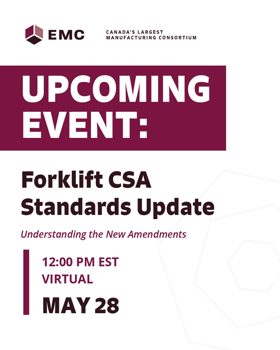 Don't forget to register for our upcoming Forklift CSA Standards Update - May 28! hubs.li/Q03mGkZX0