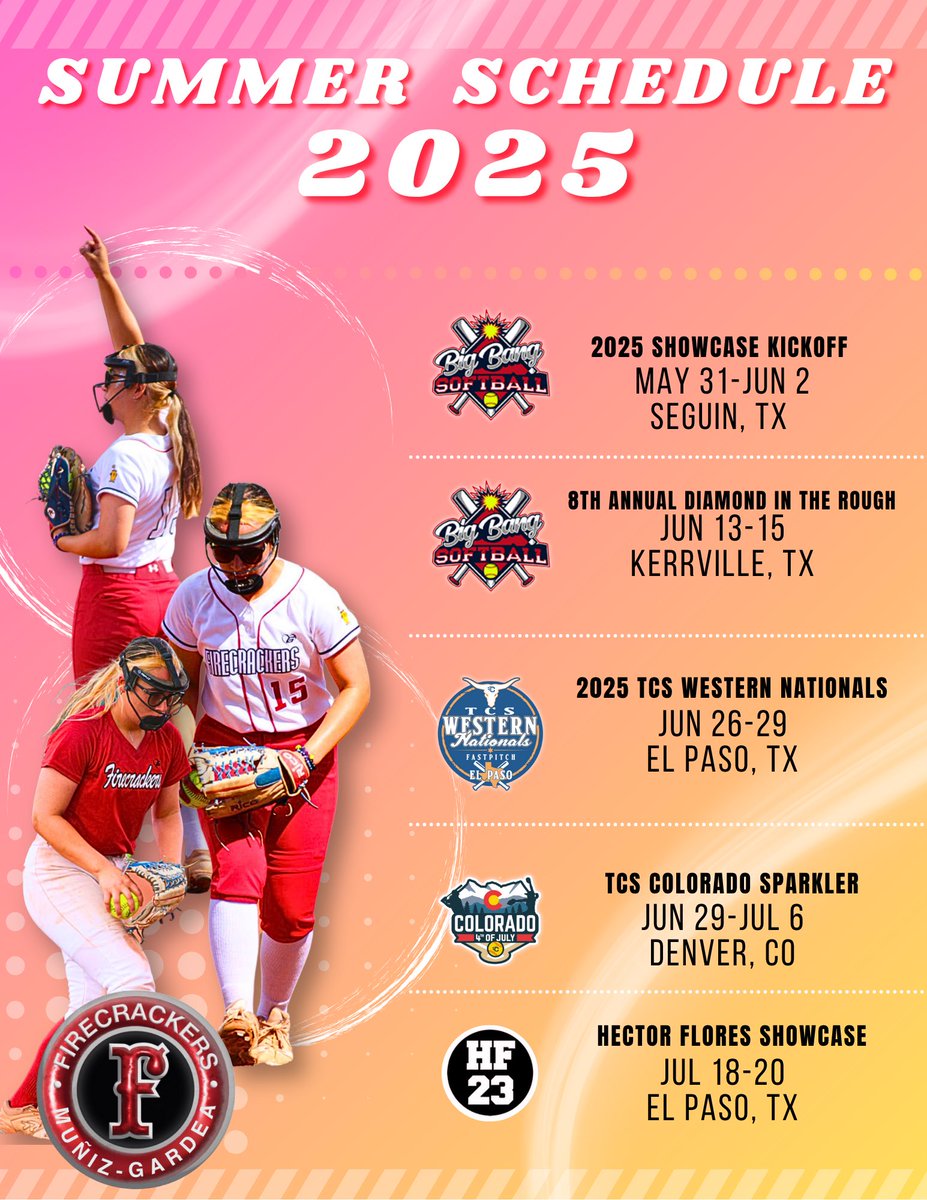 So excited for Travel season with my team! Here is our summer schedule. ❤️🖤
<a href="/AHS_BlazersSB/">Americas Softball</a> 
<a href="/31220muniz/">Ozzie Muniz</a> 
<a href="/Prep1USA/">PREP1</a>