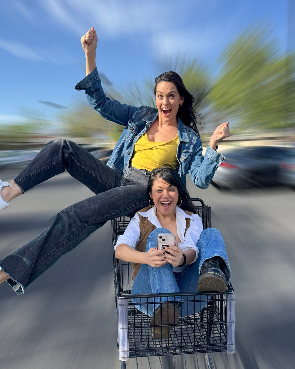 Speeding our way through tech week so we can get this show on the road! 🛒💨

The fun never stops with these two. Come see Ms. Holmes &amp; Ms. Watson - Apt. 2B with previews beginning THIS Sunday, May 18th. Tickets are available at atc.org/ms.holmes-and-…