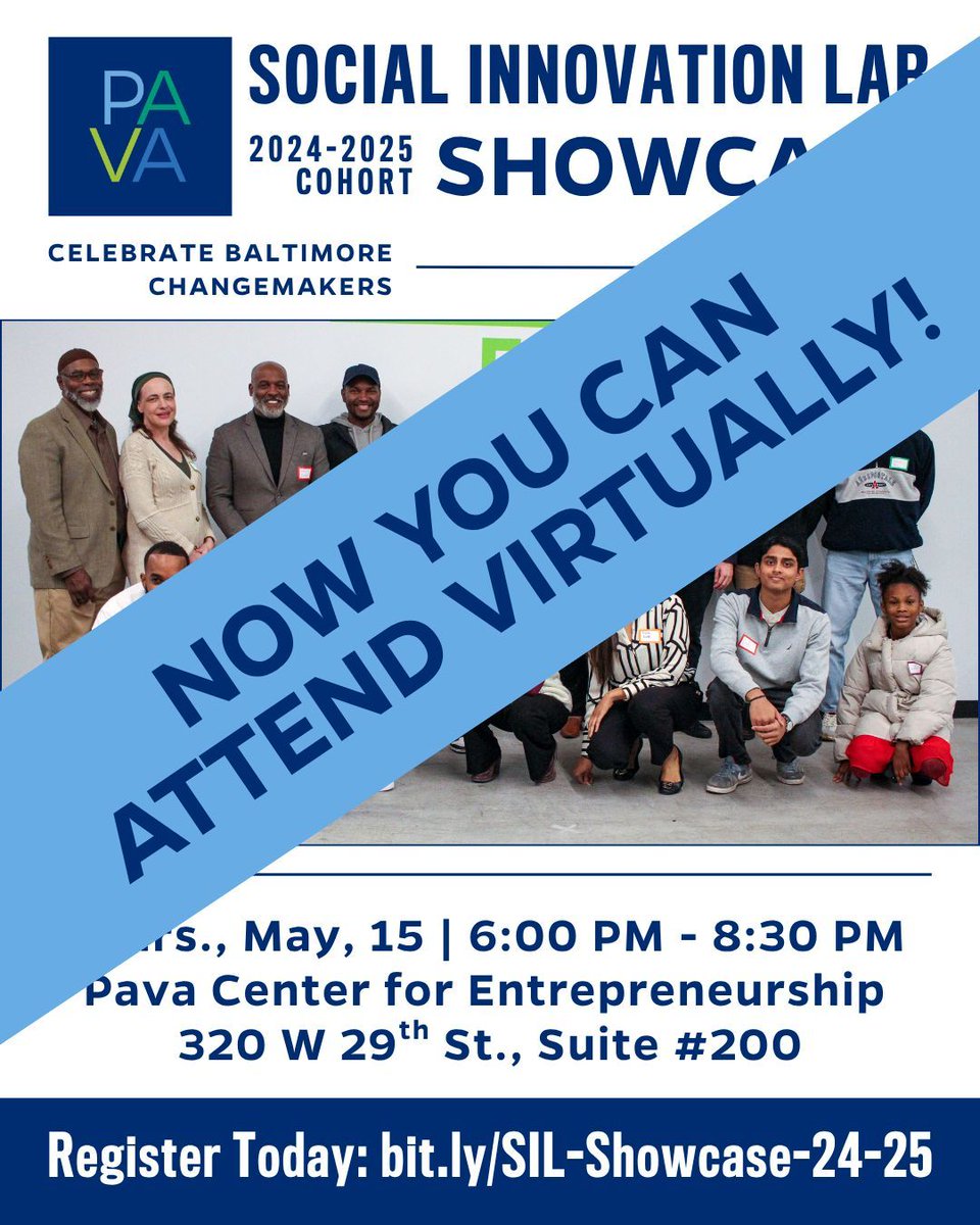 Social Innovation Lab (@sil_baltimore) on Twitter photo Not able to come in person to the Social Innovation Lab Showcase? No problem! We have you covered with a live streaming option. Simply select "Virtual Attendee" when registering. Register now: bit.ly/SIL-Showcase-2… Not able to come in person to the Social Innovation Lab Showcase? No problem! We have you covered with a live streaming option. Simply select "Virtual Attendee" when registering. Register now: bit.ly/SIL-Showcase-2…