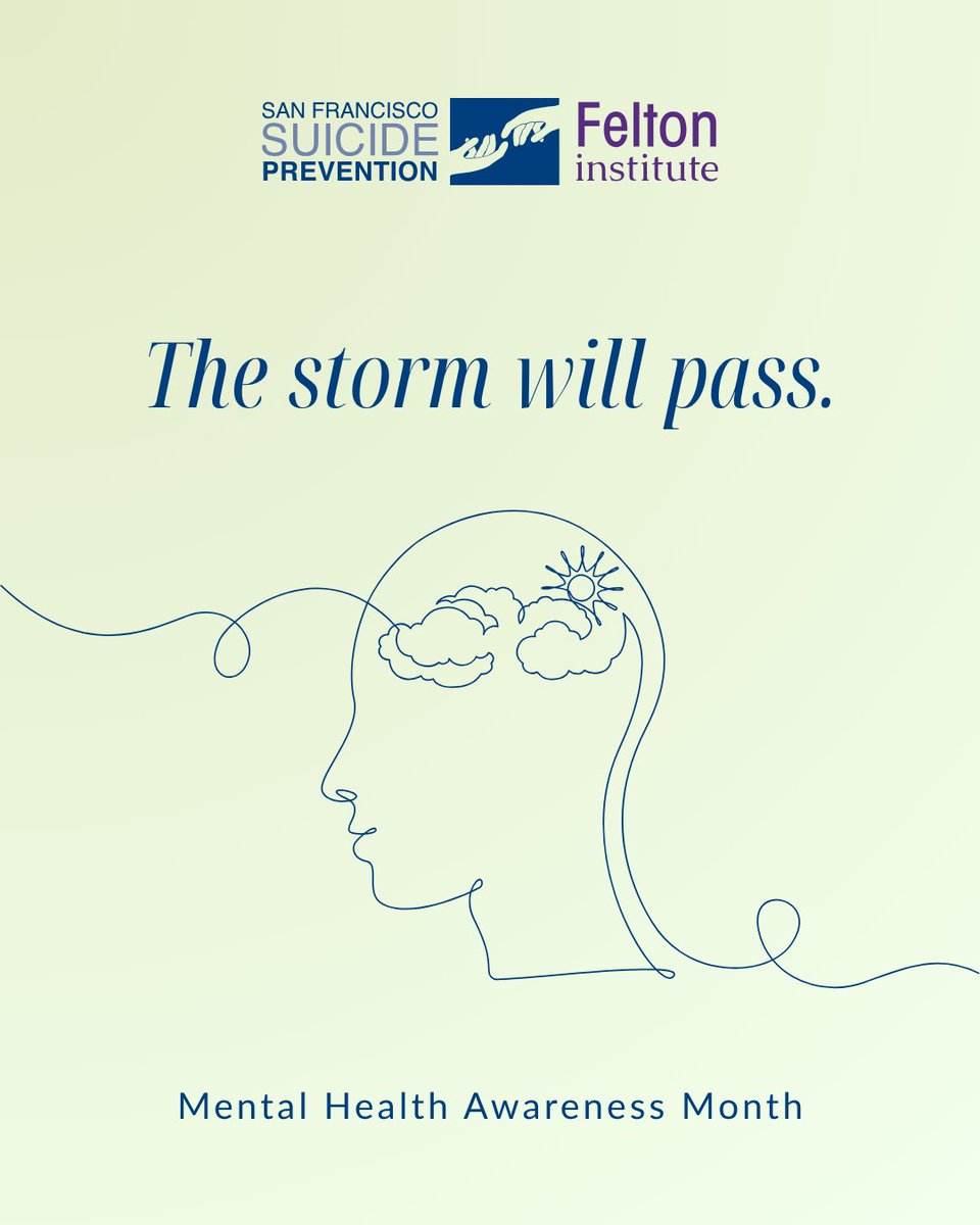 The storm will pass. The skies will clear. Just keep going.
#WeatheringTheStorm #Hopeful #InspirationDaily #SuicidePrevention 

If you or someone you know needs help, SFSP is available 24/7. Call 415.781.0500 or text 415.200.2920 for support.