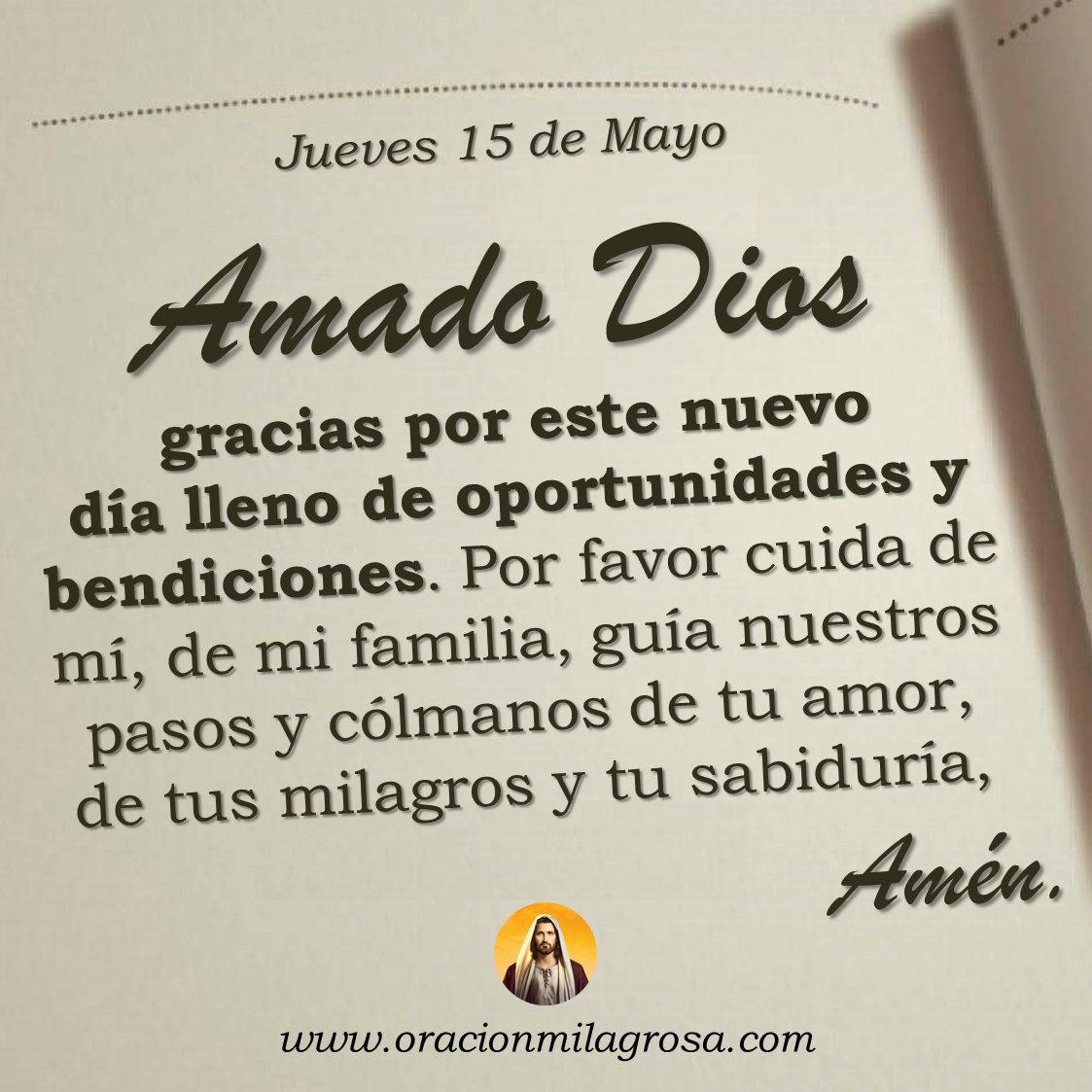 Oración para hoy jueves 15 de mayo 👉 youtu.be/g87GX7Qx14A ✨