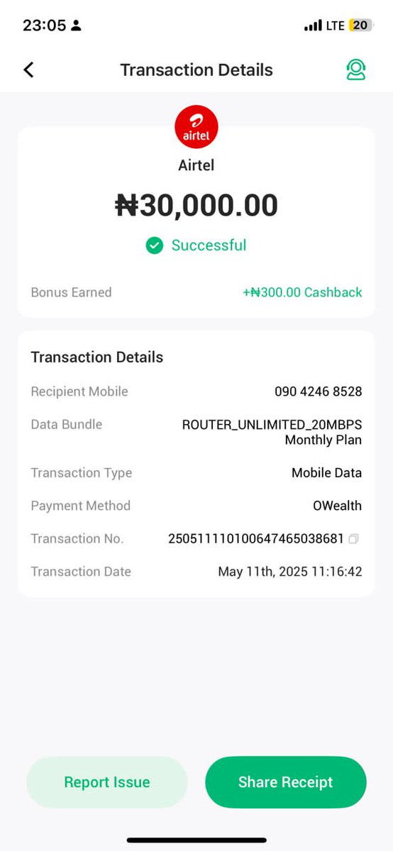 RoyalpawsDW's tweet photo. @AirtelNigeria I subscribed for unlimited data bundle on my sim at the rate of #30,000 on May 11th 2025 by 11:16:42, and it got exhausted today May 14th around 10:15am. I need rectification on this issue. https://t.co/J6dVVyXnFf