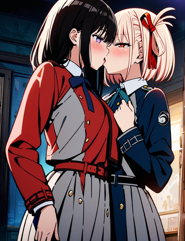 おはようございま～す🎶

公式でたきなが1stリコリスの制服を着たので
これで2人を生成した時に色がお互い違ってても
これからはまったく問題ないですね✨

｢え？制服の色が違う？ いえ！最初からお互いの制服を交換した設定で生成しましたが！？ 生成ミスじゃありませんが！？💦｣