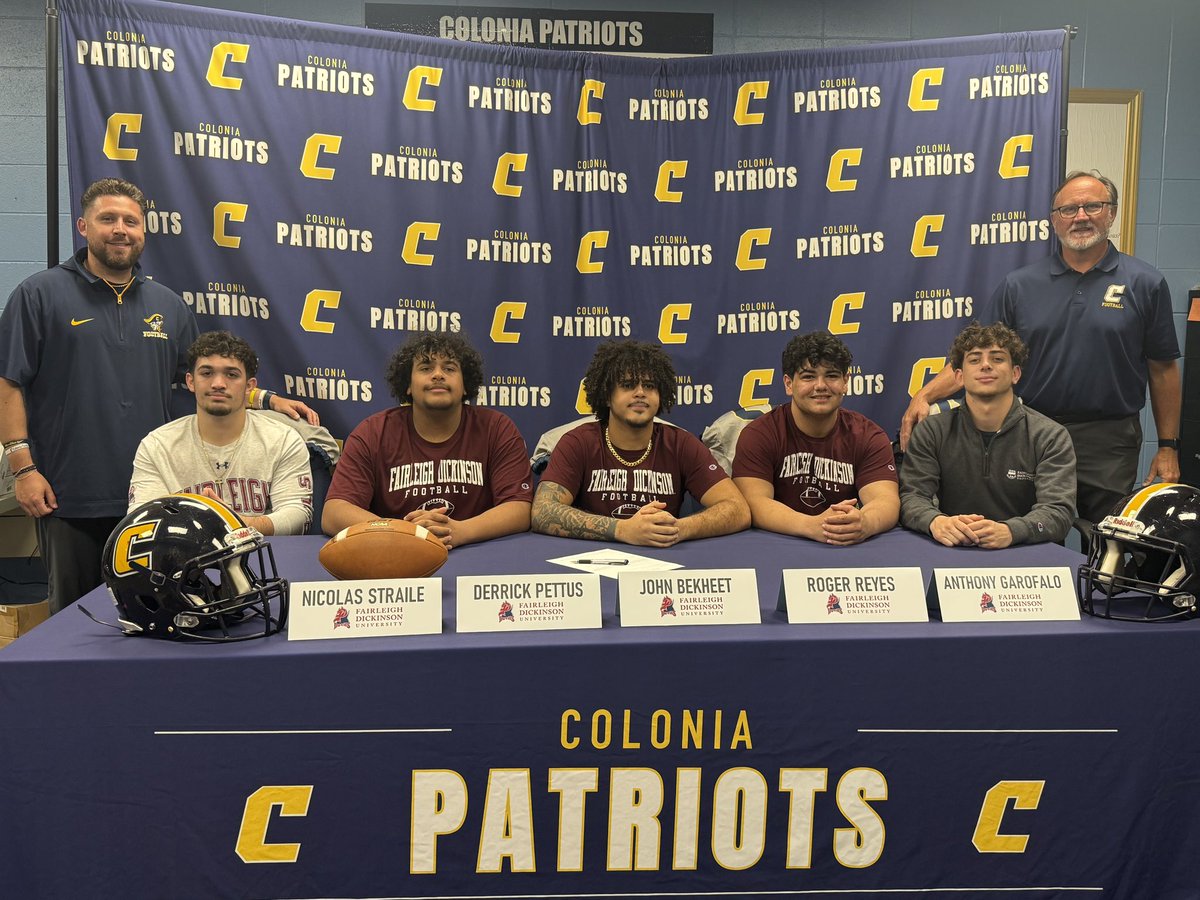 Coach DonDiego (@coloniafootball) on Twitter photo Congratulations to our guys committing to <a href="/FDUFootball/">FDU Football</a> !! We’re beyond proud of you guys and wish you the best of luck at the next level!
#CTown
#BleedBlue Congratulations to our guys committing to <a href="/FDUFootball/">FDU Football</a> !! We’re beyond proud of you guys and wish you the best of luck at the next level!
#CTown
#BleedBlue