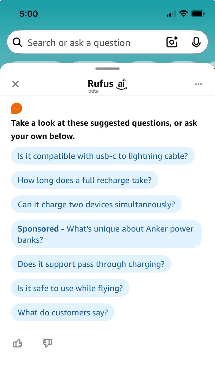 In case you missed it, Amazon is now serving Sponsored Ads within Rufus

Here’s my surprised face 😐
