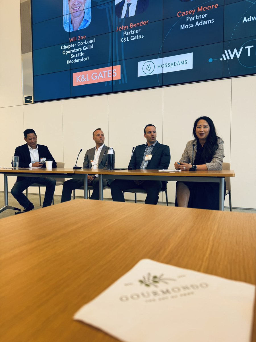 ArryinSeattle's tweet image. We had a wonderful thoughtful panel discussion last night with the OG Operators Guild "Navigating New Regulations" last night. Shoutout to our moderator, William Zee and my esteemed co-panelists, K&L Gates Parter John T. Bender and Moss Adams Tax Partner, Casey Moore, CPA.…