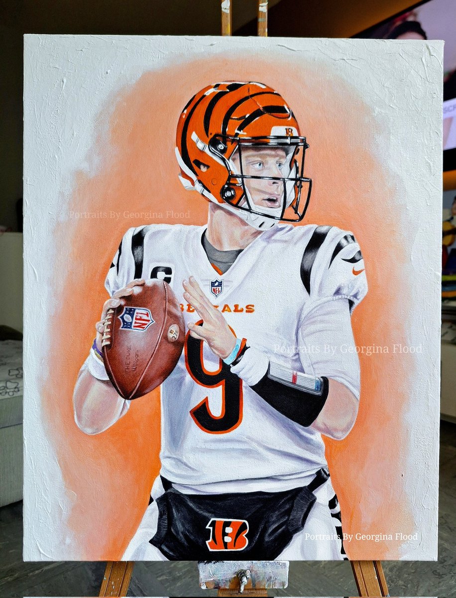 Just Completed!!!
My very first painting of an NFL player, <a href="/JoeyB/">Joey Burrow</a>. Very challenging but it was so much fun to do. It's Acrylic on canvas. 🙂 <a href="/Bengals/">Cincinnati Bengals</a>
#new #joeburrow #cincinnatibengals #whodey    #painting #nfl #art